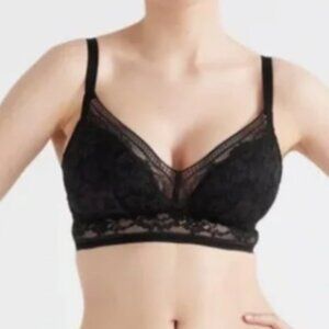 Knix Wireless Lace Bustier Bra Longline Black NWT Size XXXXL+ 44 D E F G H